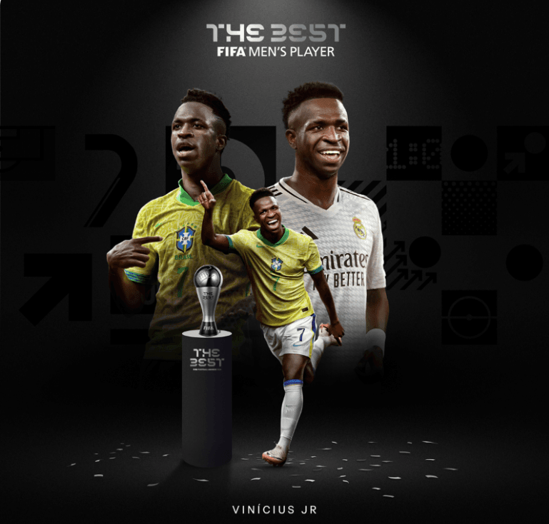 Vinicius Júnior é eleito o melhor jogador do mundo pela Fifa